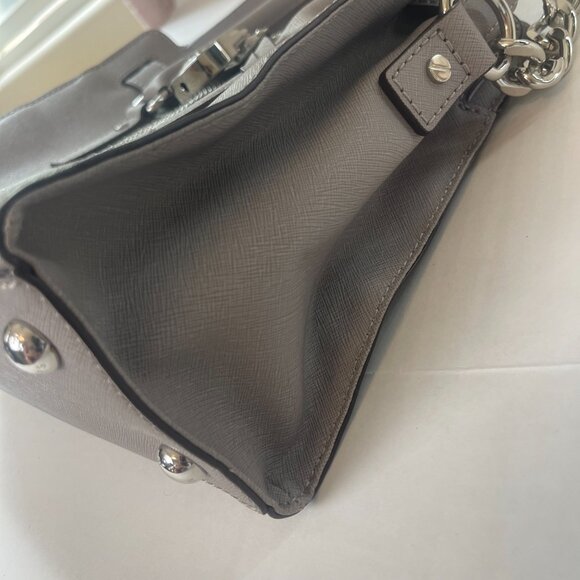 Michael Kors Hamilton EW Micro Stud Stripe Grey Leather Handbag - Picture 4 of 12